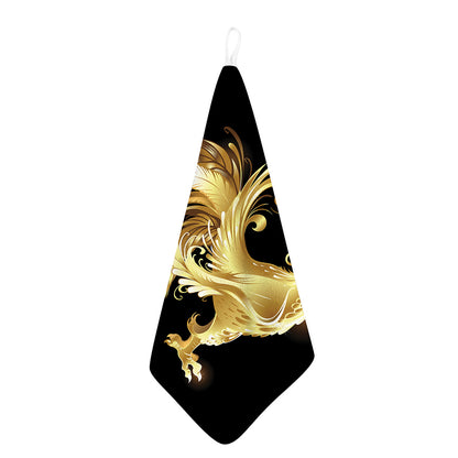 Golden Rooster Print Hand Towel