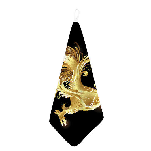 Golden Rooster Print Hand Towel