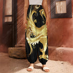 Golden Rooster Print Harem Pants
