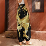 Golden Rooster Print Harem Pants
