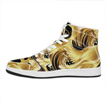 Golden Rooster Print High Top Leather Sneakers
