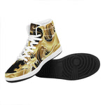 Golden Rooster Print High Top Leather Sneakers