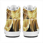Golden Rooster Print High Top Leather Sneakers