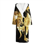 Golden Rooster Print Hooded Bathrobe