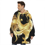 Golden Rooster Print Hoodie Blanket