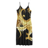 Golden Rooster Print Jersey Midi Cami Dress