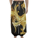 Golden Rooster Print Lantern Pants