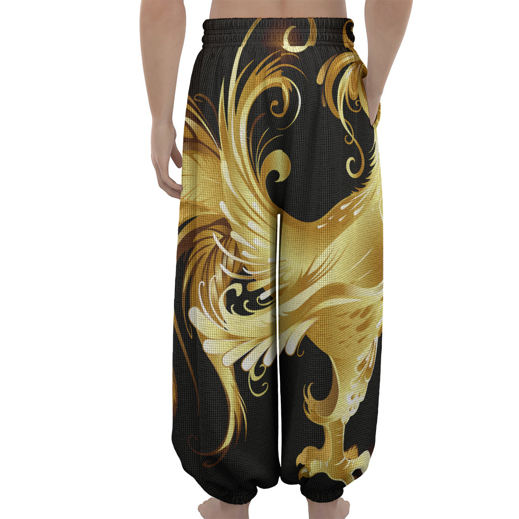Golden Rooster Print Lantern Pants