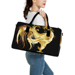 Golden Rooster Print Leather Duffle Bag