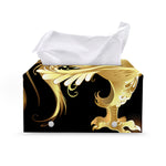 Golden Rooster Print Leather Tissue Box Cover