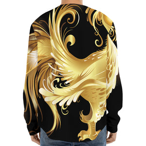 Golden Rooster Print Long Sleeve Baseball Jersey