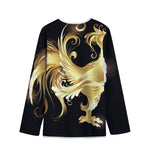 Golden Rooster Print Long Sleeve Short Coat