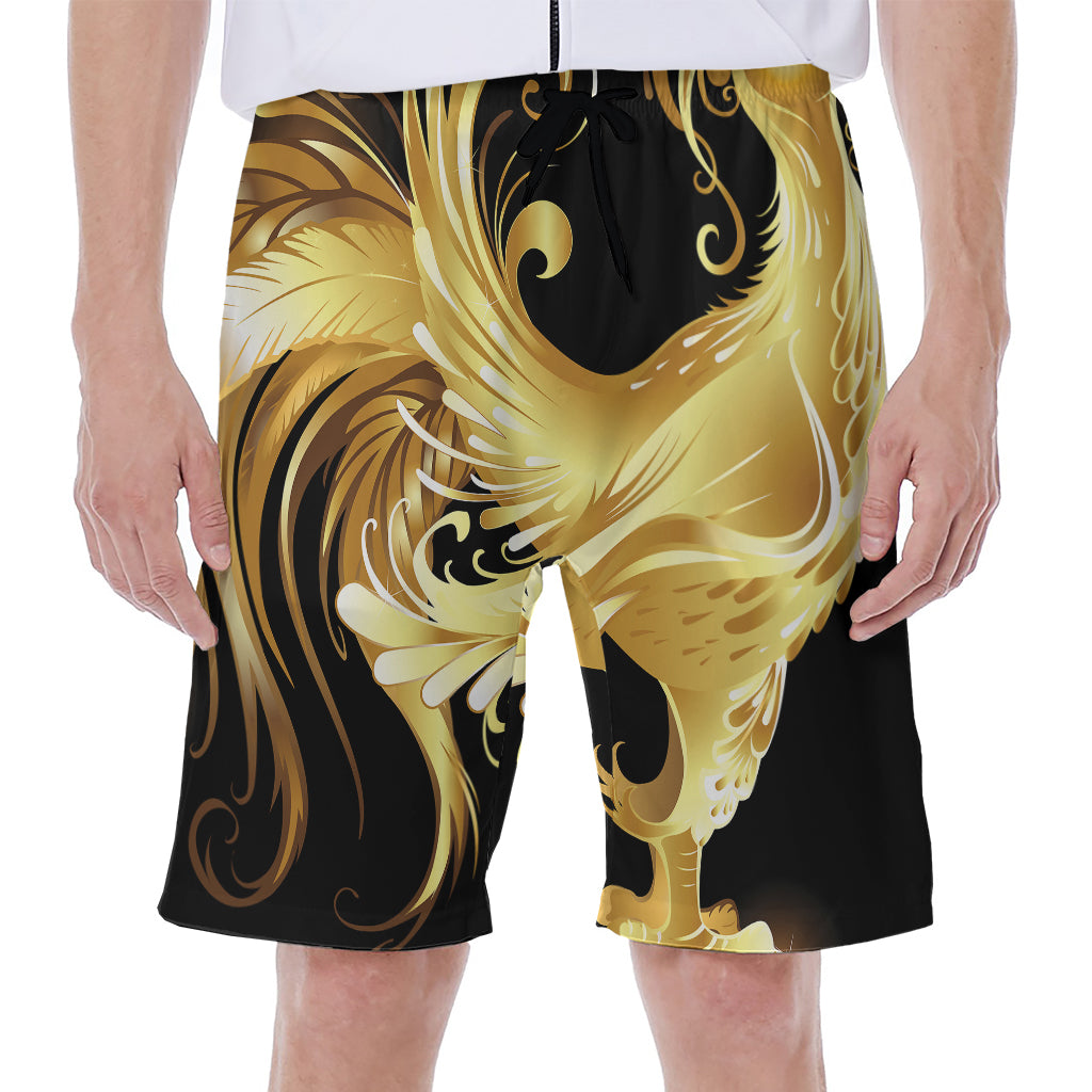 Golden Rooster Print Men's Beach Shorts