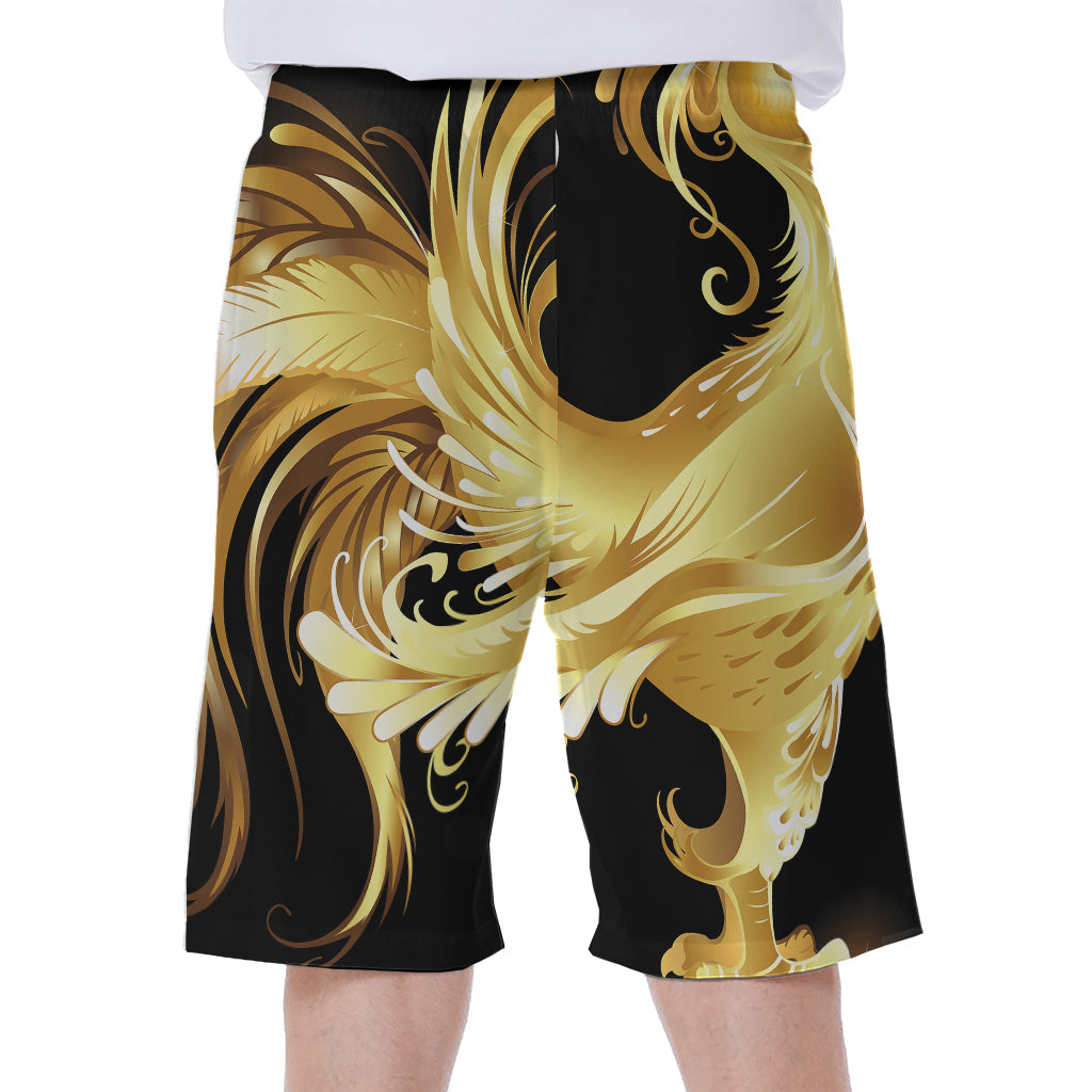 Golden Rooster Print Men's Beach Shorts