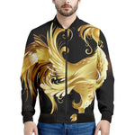 Golden Rooster Print Men's Bomber Jacket
