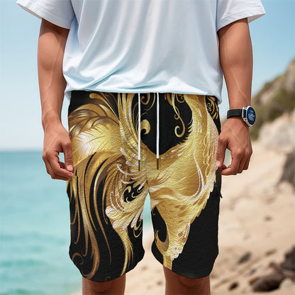 Golden Rooster Print Men's Cargo Shorts