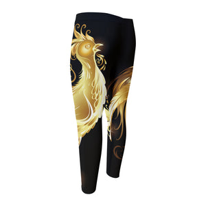 Golden Rooster Print Men's Compression Pants