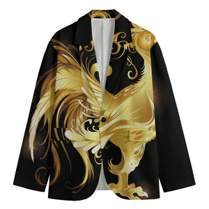 Golden Rooster Print Men's Cotton Blazer