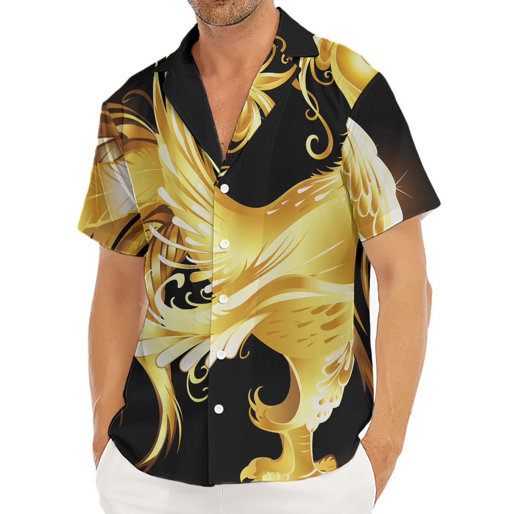 Golden Rooster Print Men's Deep V-Neck Shirt