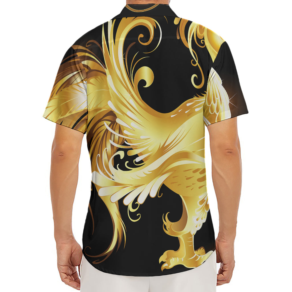 Golden Rooster Print Men's Deep V-Neck Shirt