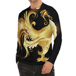 Golden Rooster Print Men's Long Sleeve Rash Guard