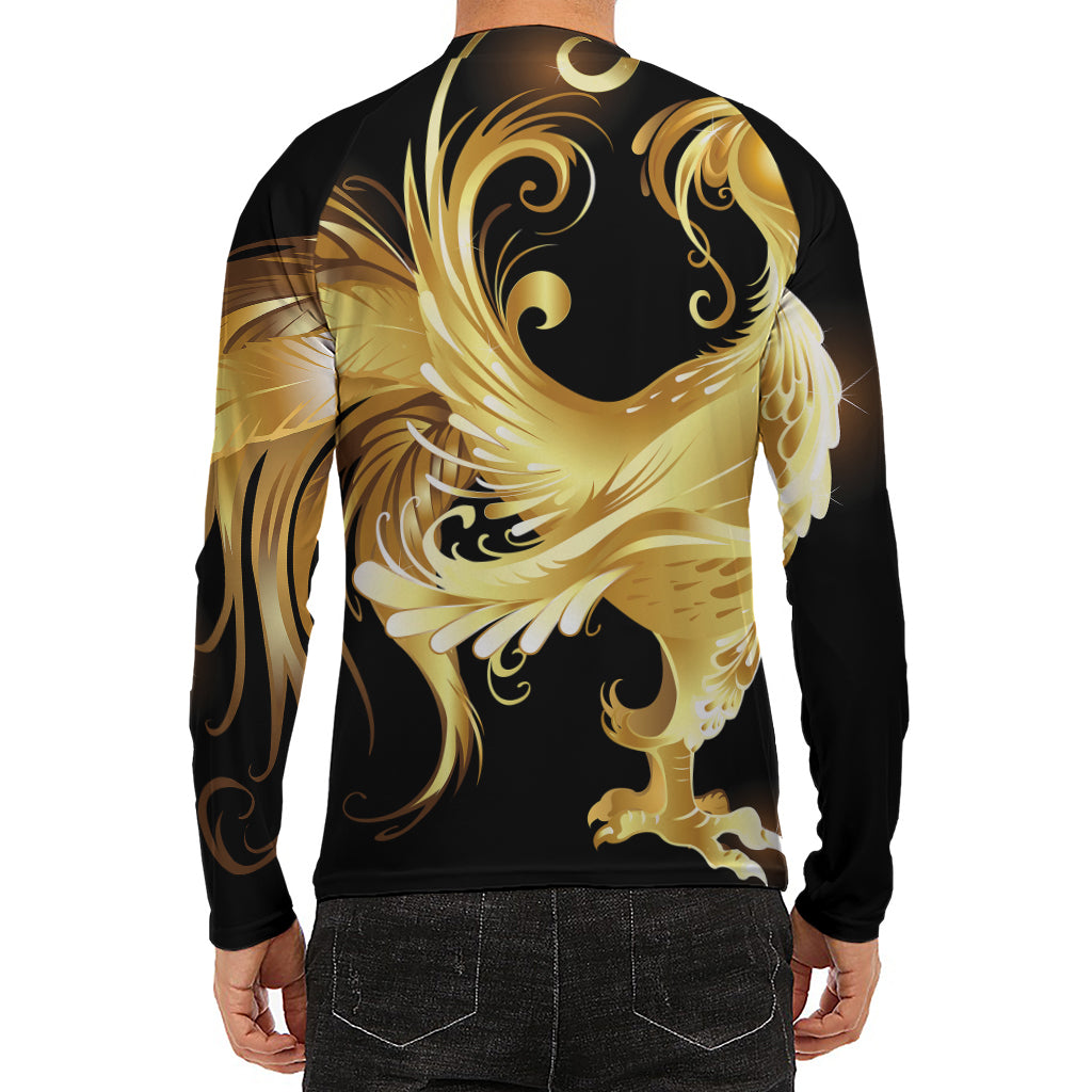Golden Rooster Print Men's Long Sleeve Rash Guard