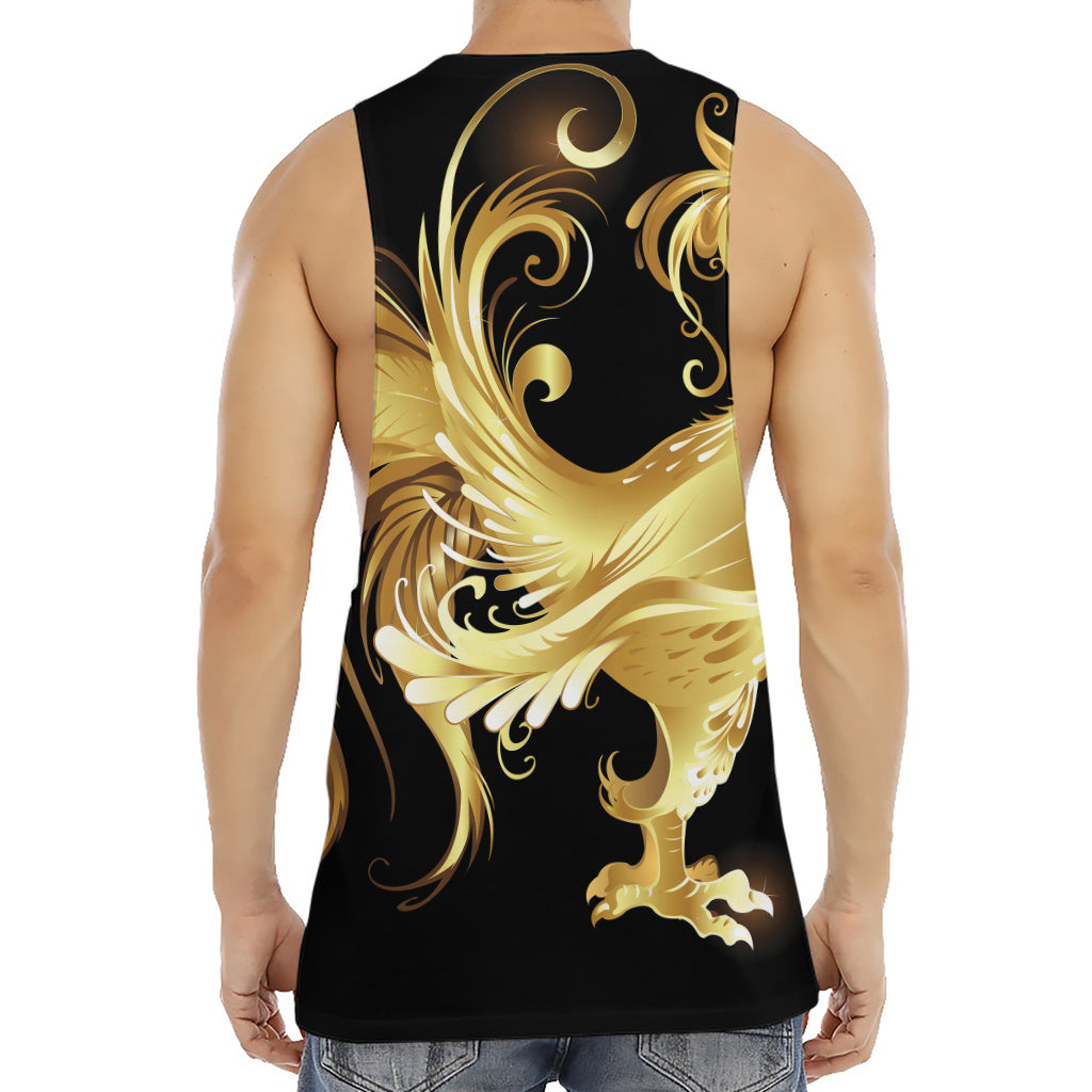 Golden Rooster Print Men's Muscle Tank Top