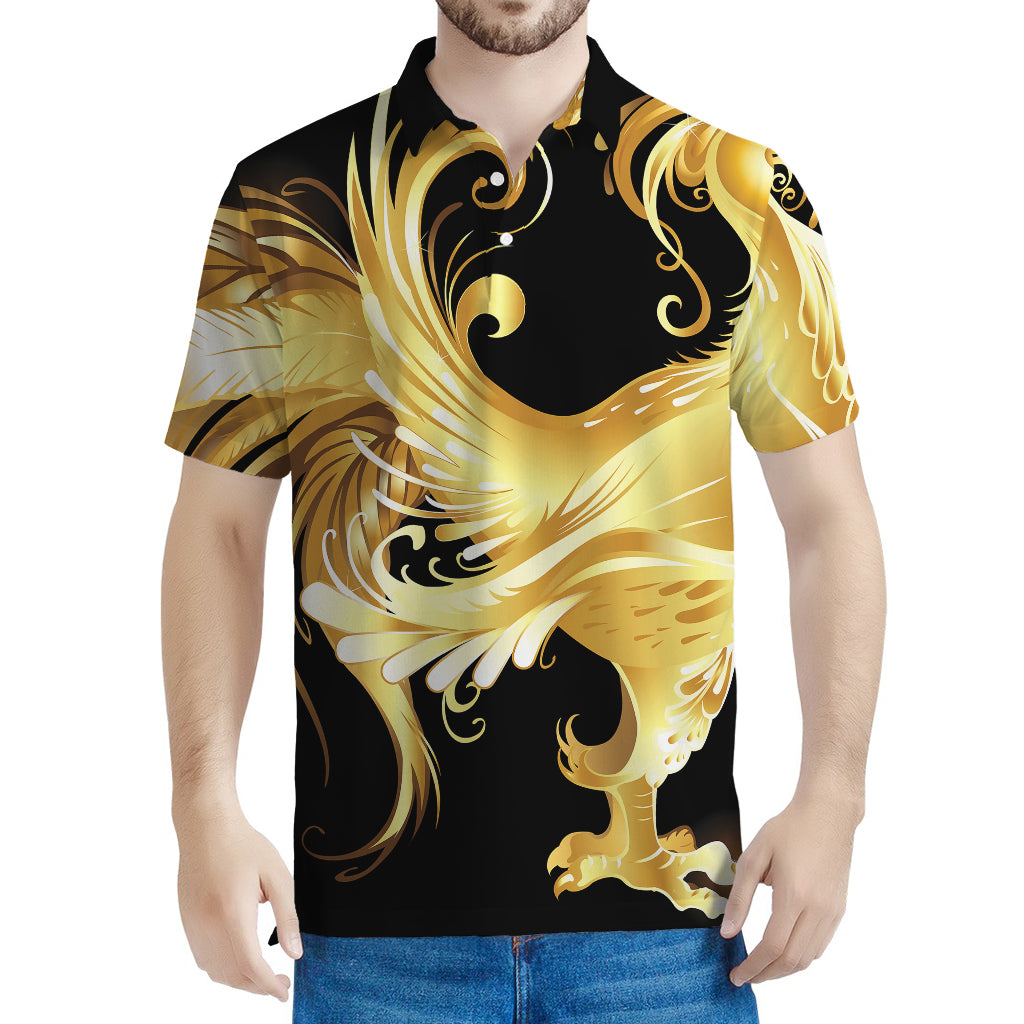 Golden Rooster Print Men's Polo Shirt