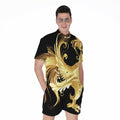 Golden Rooster Print Men's Romper