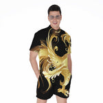 Golden Rooster Print Men's Rompers
