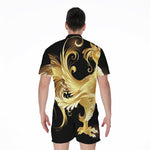 Golden Rooster Print Men's Rompers