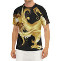Golden Rooster Print Men's Short Sleeve Rash Guard