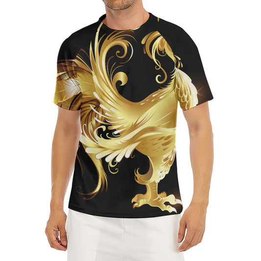 Golden Rooster Print Men's Short Sleeve Rash Guard