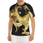 Golden Rooster Print Men's Short Sleeve Rash Guard
