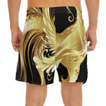 Golden Rooster Print Men's Split Running Shorts