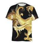 Golden Rooster Print Men's Sports T-Shirt