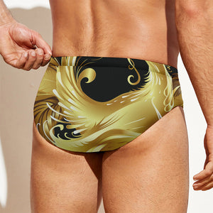 Golden Rooster Print Men's Swim Briefs