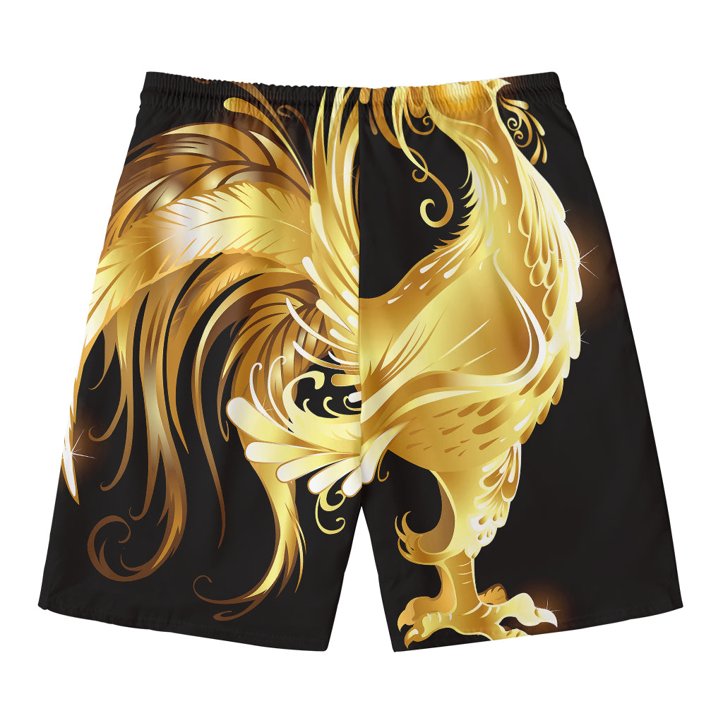 Golden Rooster Print Men's Swim Trunks