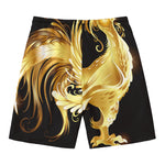 Golden Rooster Print Men's Swim Trunks