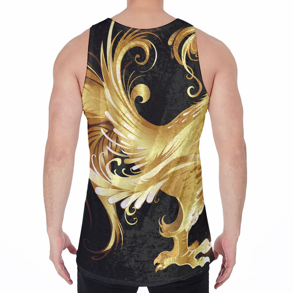 Golden Rooster Print Men's Velvet Tank Top