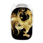 Golden Rooster Print Mesh Laundry Hamper
