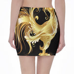 Golden Rooster Print Pencil Mini Skirt