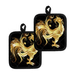 Golden Rooster Print Pot Holders