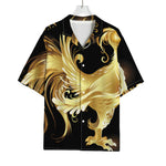 Golden Rooster Print Rayon Hawaiian Shirt