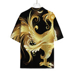 Golden Rooster Print Rayon Hawaiian Shirt