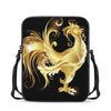 Golden Rooster Print Rectangular Crossbody Bag