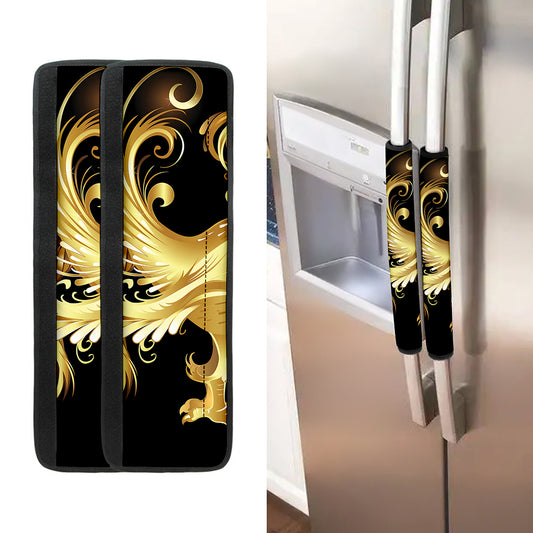 Golden Rooster Print Refrigerator Handle Covers