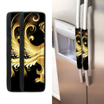 Golden Rooster Print Refrigerator Handle Covers