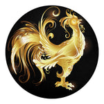Golden Rooster Print Round Blanket