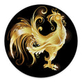 Golden Rooster Print Round Floor Mat